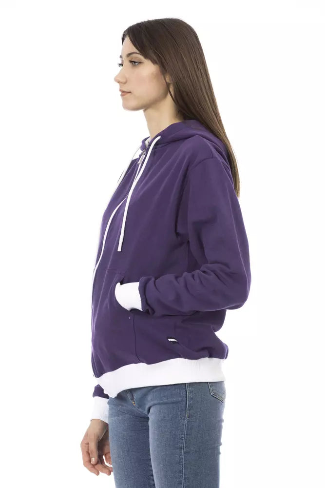 Pull à capuche en coton violet tendance chic de Baldinini