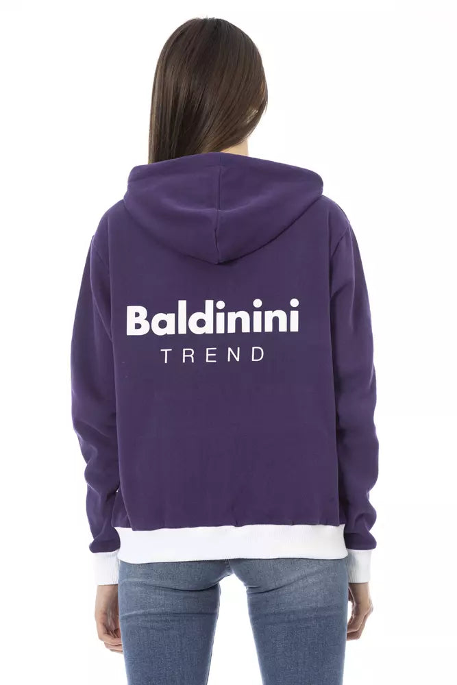 Suéter con capucha de algodón morado Baldinini Trend Chic