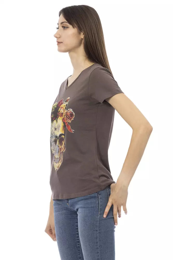 Camiseta Trussardi Action Chic con cuello en V y estampado elegante en la parte delantera