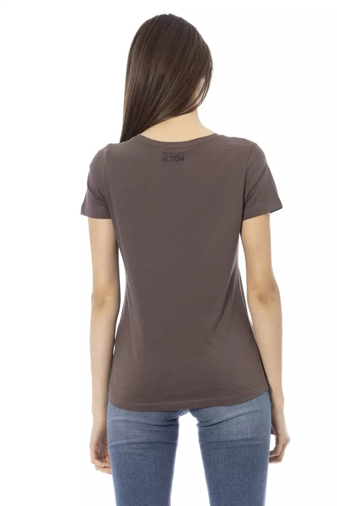 Camiseta Trussardi Action Chic con cuello en V y estampado elegante en la parte delantera