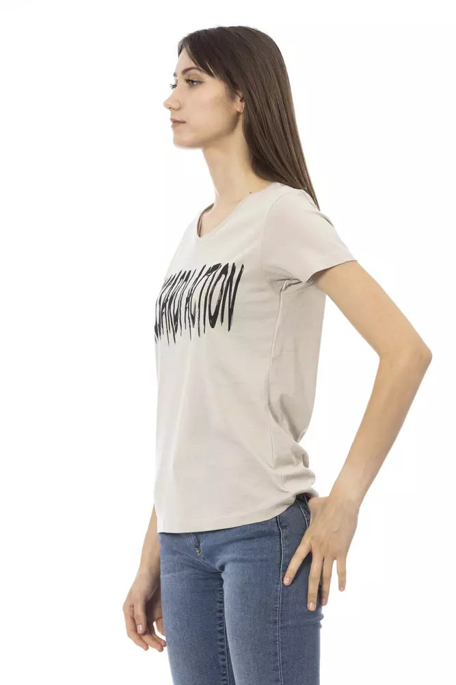 Camiseta elegante con escote en V y estampado elegante en la parte delantera Trussardi Action