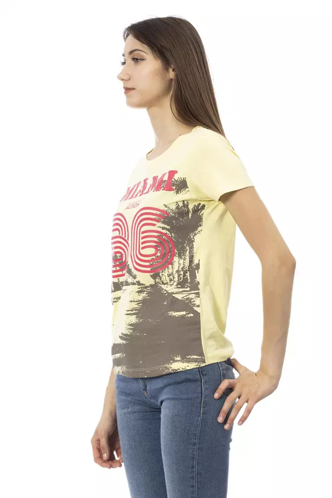 Trussardi Action Chic T-shirt jaune à manches courtes avec imprimé