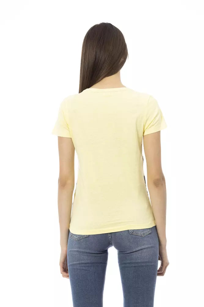 Trussardi Action Chic T-shirt jaune à manches courtes avec imprimé