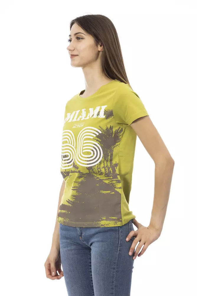 Camiseta de manga corta verde Trussardi Action Chic con estampado frontal