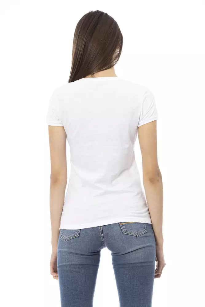 Camiseta Trussardi Action Chic con escote en V y elegancia gráfica