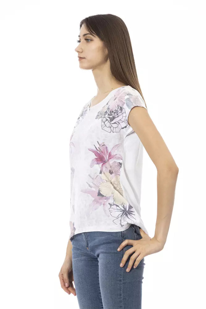 Camiseta Trussardi Action Chic de mezcla de algodón blanca con estampado llamativo