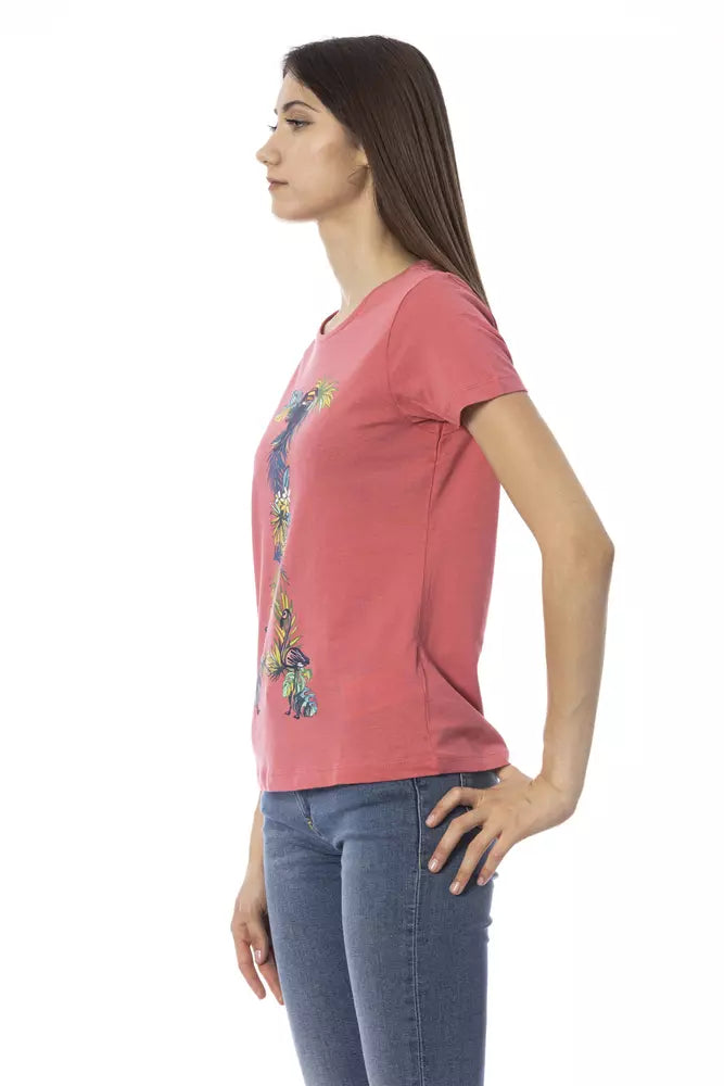 Camiseta de moda de manga corta fucsia Trussardi Action Chic