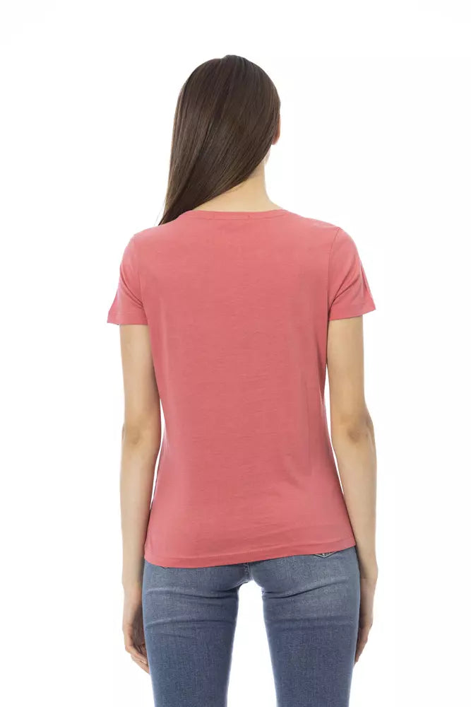 Camiseta de moda de manga corta fucsia Trussardi Action Chic