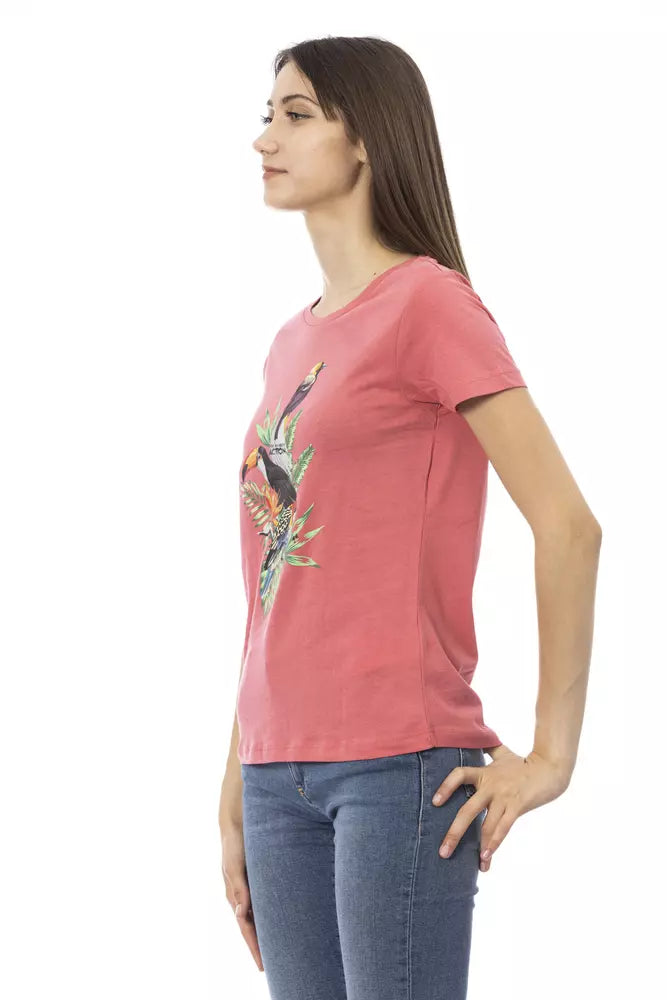 Camiseta elegante de mezcla de algodón rosa Trussardi Action