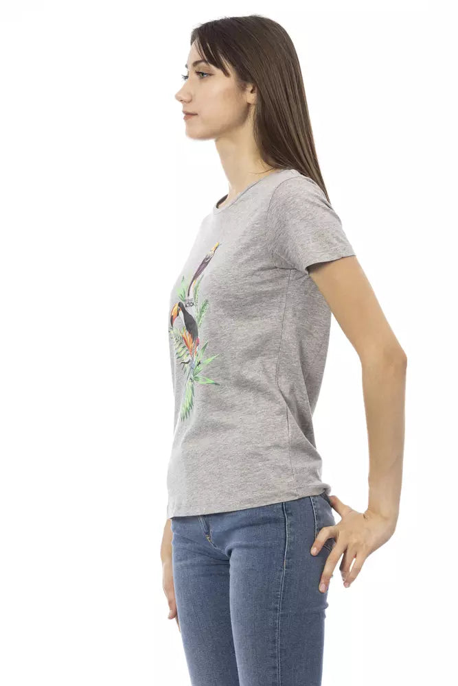 Camiseta de cuello redondo y manga corta gris Trussardi Action Chic