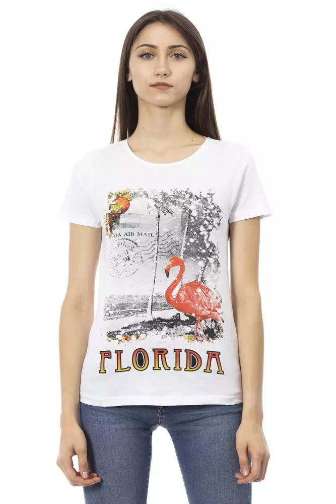 Camiseta elegante de manga corta blanca con estampado elegante Trussardi Action