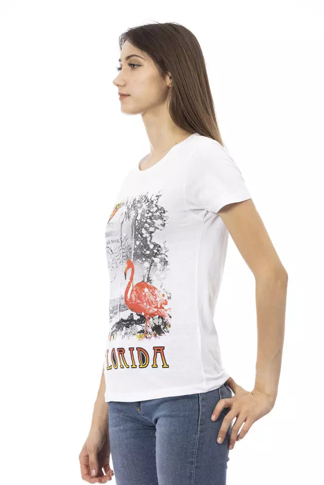 T-shirt blanc élégant à manches courtes avec imprimé chic Trussardi Action