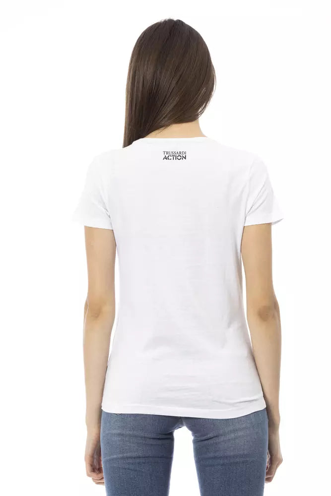 T-shirt blanc élégant à manches courtes avec imprimé chic Trussardi Action