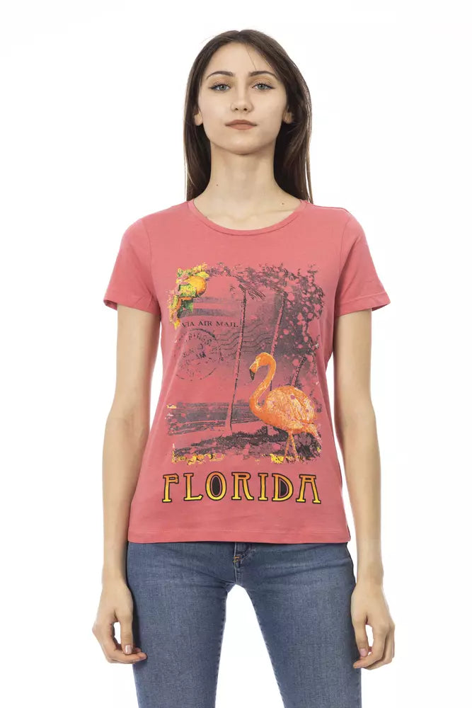 Camiseta con estampado rosa Action Chic de Trussardi para looks de verano de tendencia