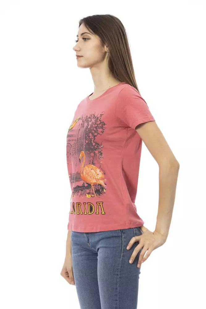 Camiseta con estampado rosa Action Chic de Trussardi para looks de verano de tendencia