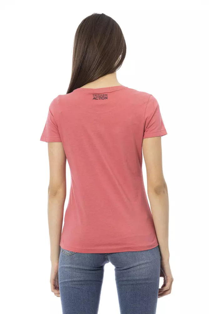 Camiseta con estampado rosa Action Chic de Trussardi para looks de verano de tendencia