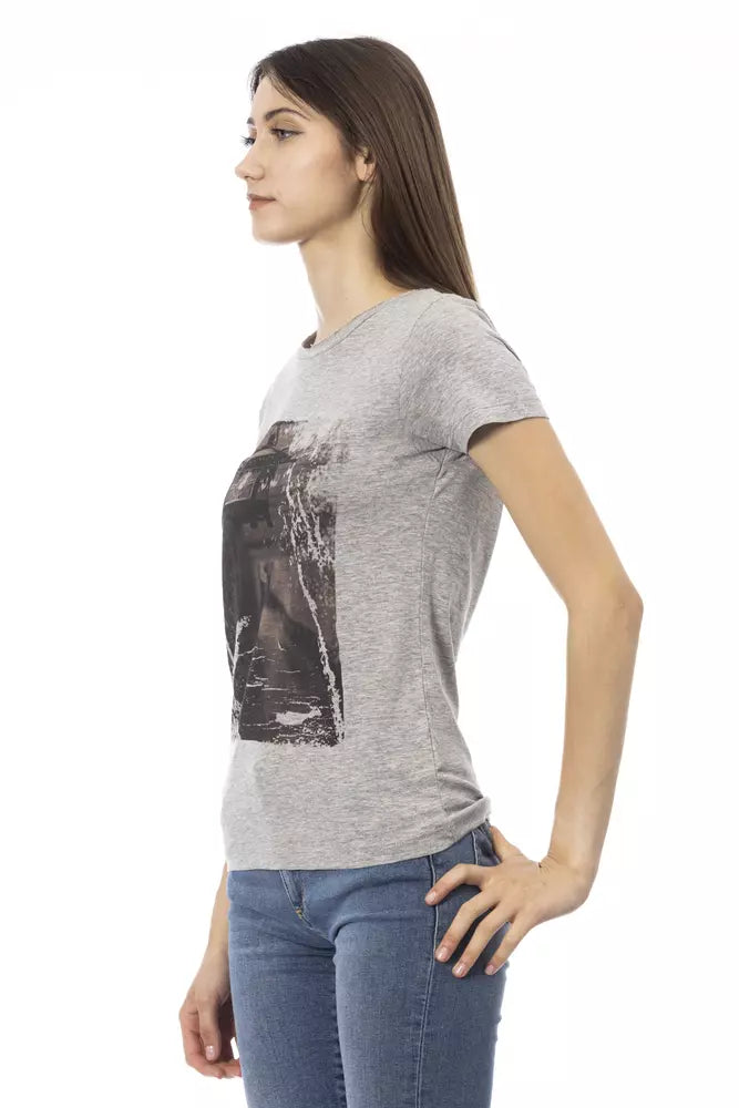 T-shirt gris à manches courtes et col rond Trussardi Action Chic