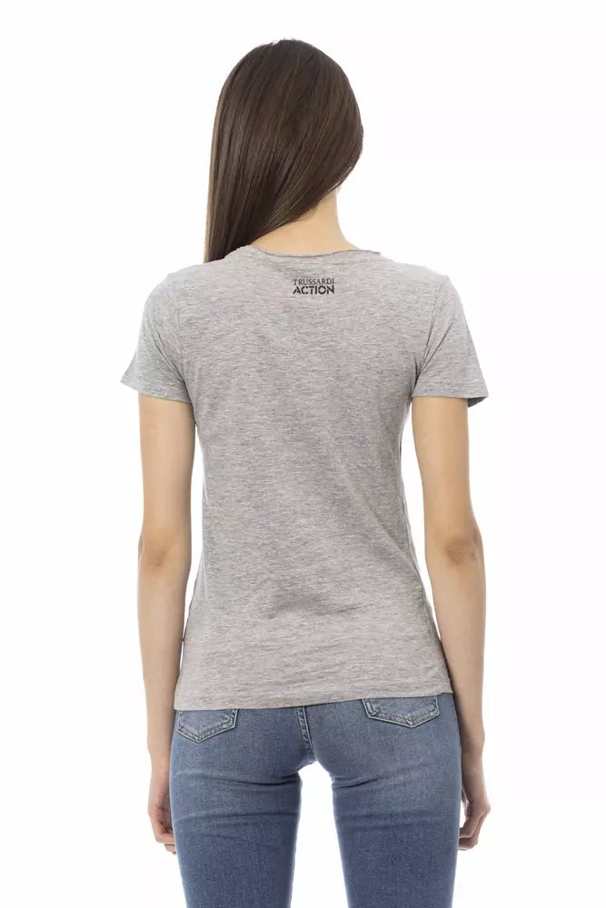 T-shirt gris à manches courtes et col rond Trussardi Action Chic