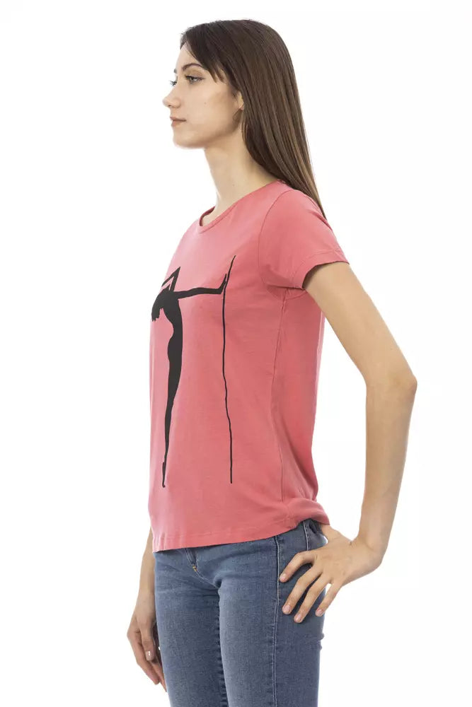 T-shirt à manches courtes en coton mélangé rose Trussardi Action Chic