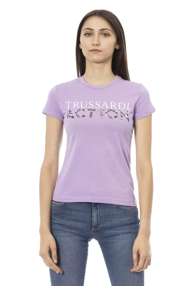 Camiseta elegante de manga corta morada Trussardi Action