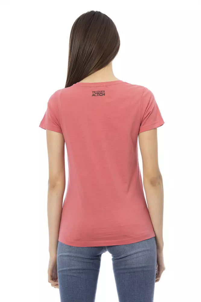 T-shirt à manches courtes en coton mélangé rose Trussardi Action Chic