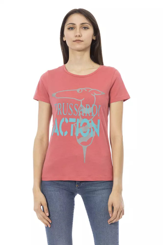 T-shirt à manches courtes et col rond Trussardi Action Chic rose