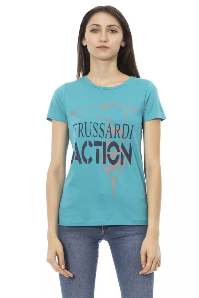 Camiseta elegante de manga corta azul claro Trussardi Action