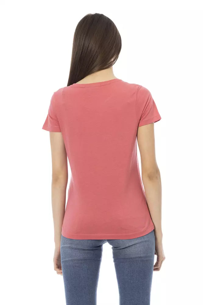 Camiseta de cuello redondo y manga corta en color rosa Action Chic de Trussardi