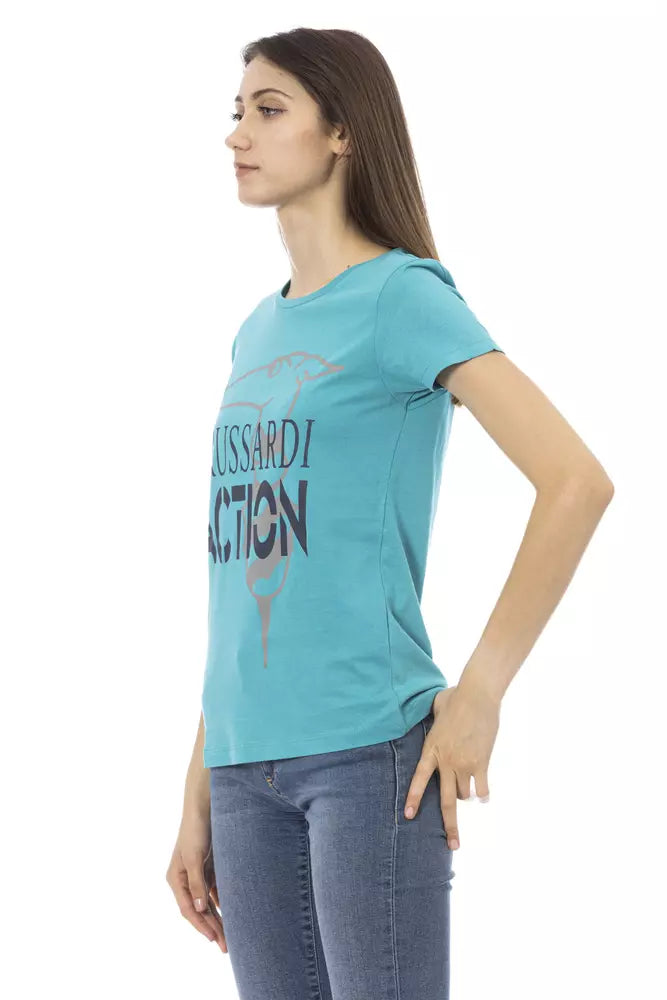 Camiseta elegante de manga corta azul claro Trussardi Action