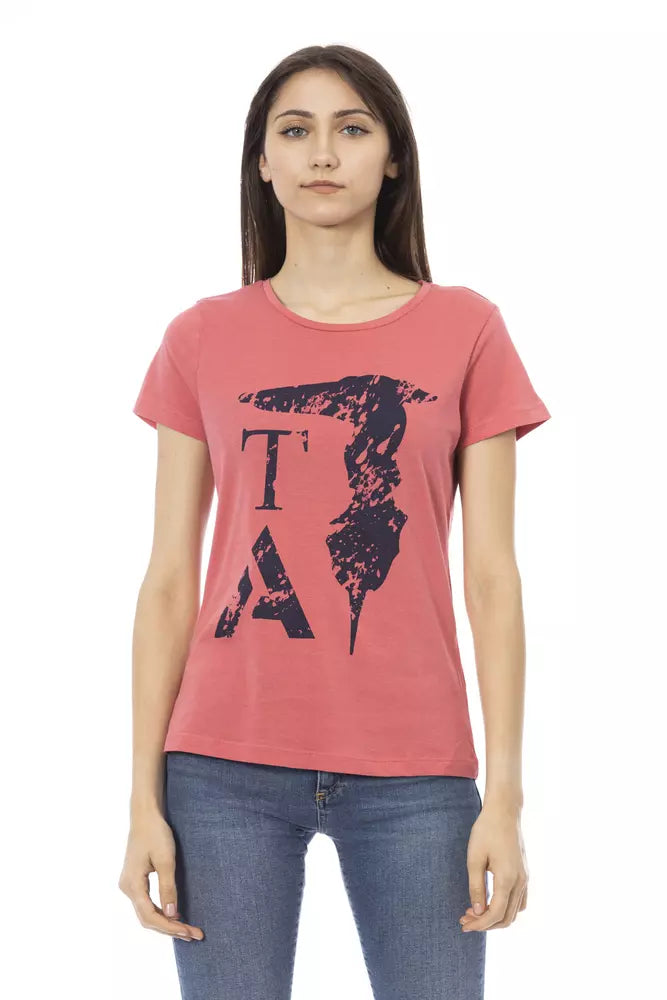 Camiseta Trussardi Action Chic de mezcla de algodón rosa con estampado elegante