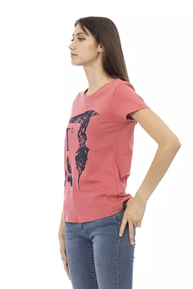 Camiseta Trussardi Action Chic de mezcla de algodón rosa con estampado elegante