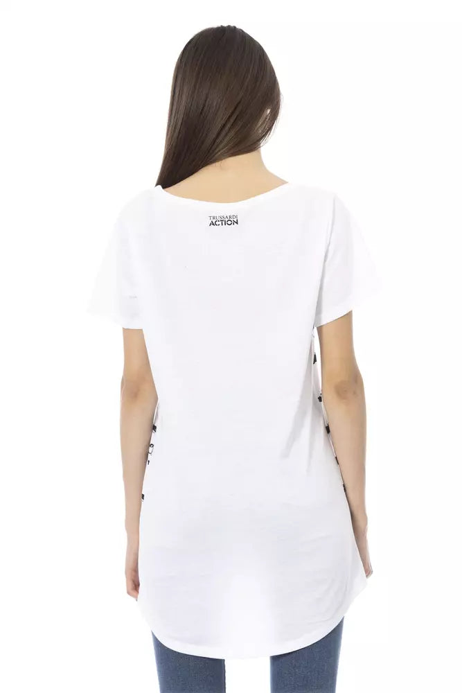 Camiseta de mezcla de algodón blanca Trussardi Action Chic