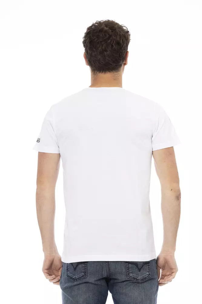 T-shirt blanc élégant et décontracté Trussardi Action avec imprimé sur le devant