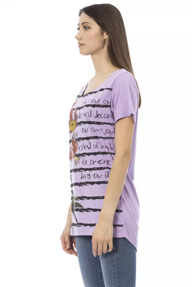 T-shirt à manches courtes et col rond Trussardi Action Chic violet