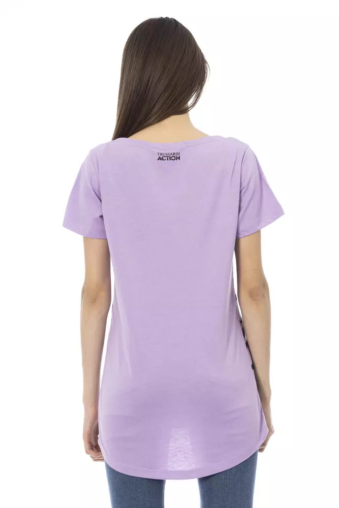 Camiseta de cuello redondo y manga corta Action Chic de color morado de Trussardi