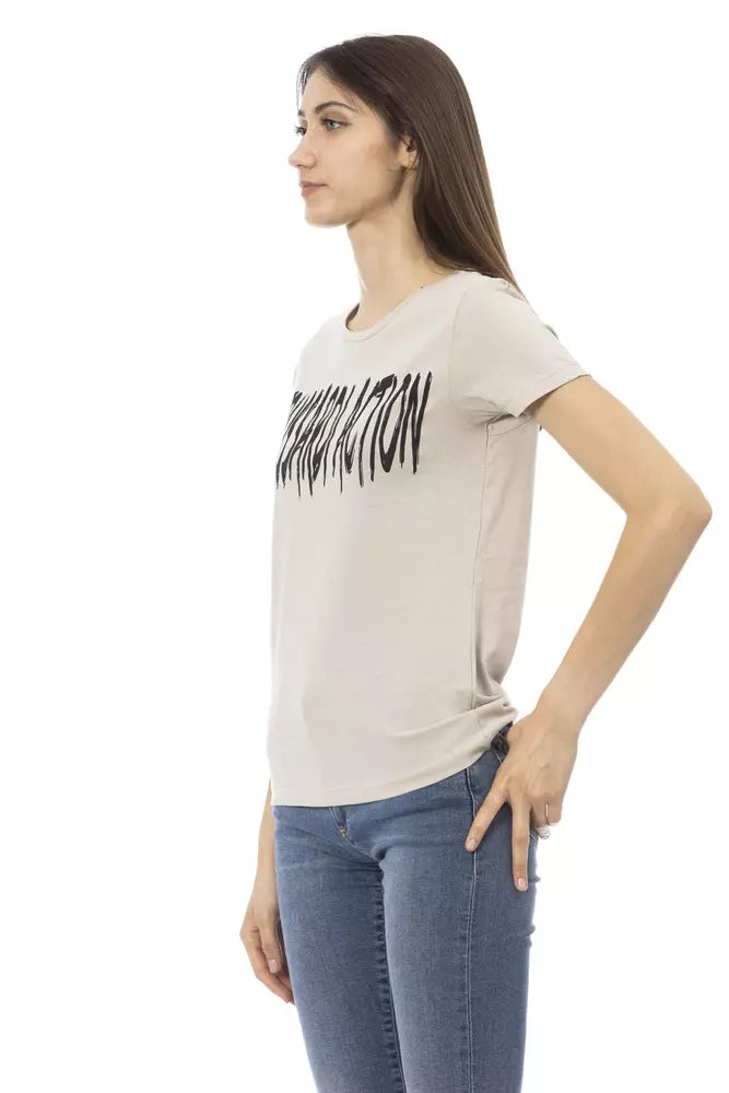 Camiseta elegante de cuello redondo y manga corta en color beige Trussardi Action