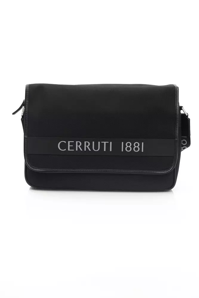 Sac à bandoulière élégant noir avec logo Cerruti 1881