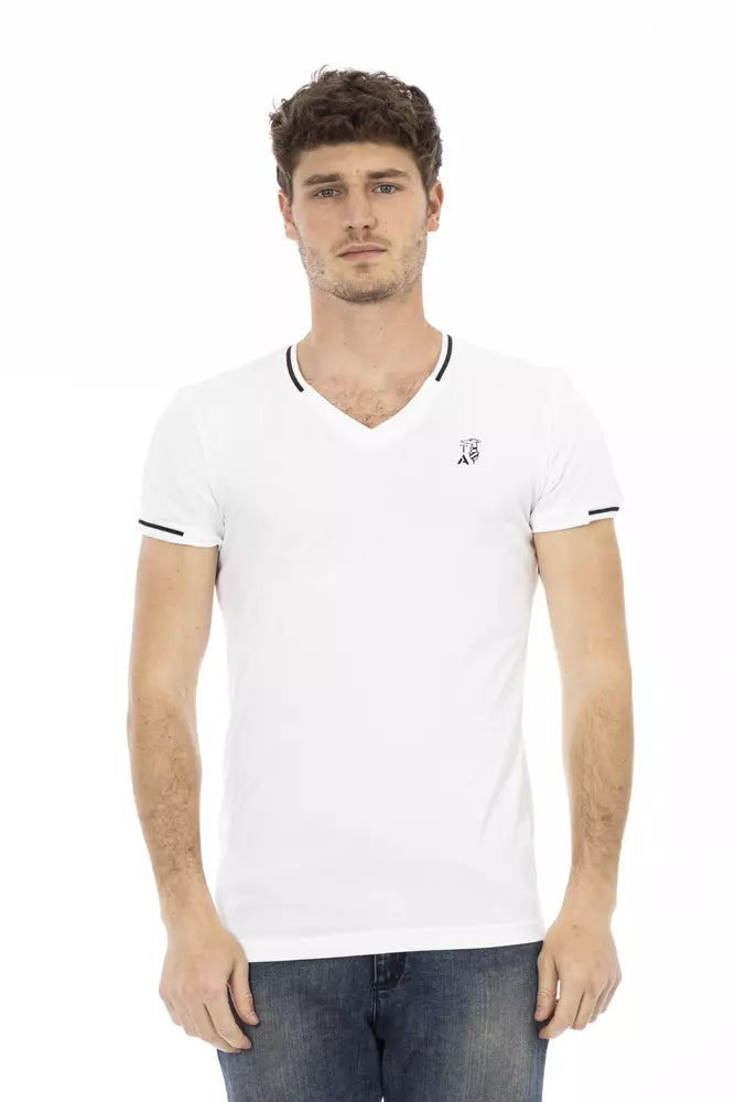 T-shirt Trussardi Action Sleek à col en V avec imprimé sur la poitrine