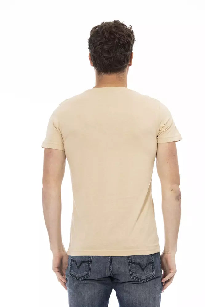 T-shirt beige élégant à manches courtes et col rond Trussardi Action