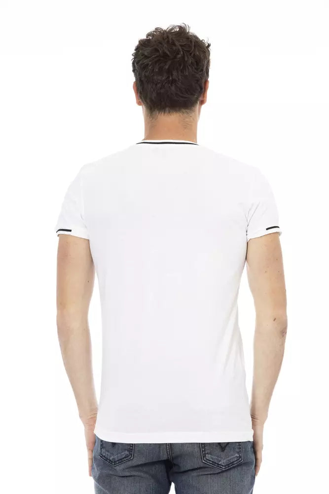 Camiseta Trussardi Action Sleek con escote en V y estampado en el pecho