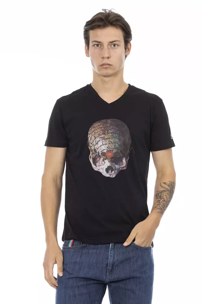 T-shirt Trussardi Action Sleek à col en V avec imprimé sur le devant