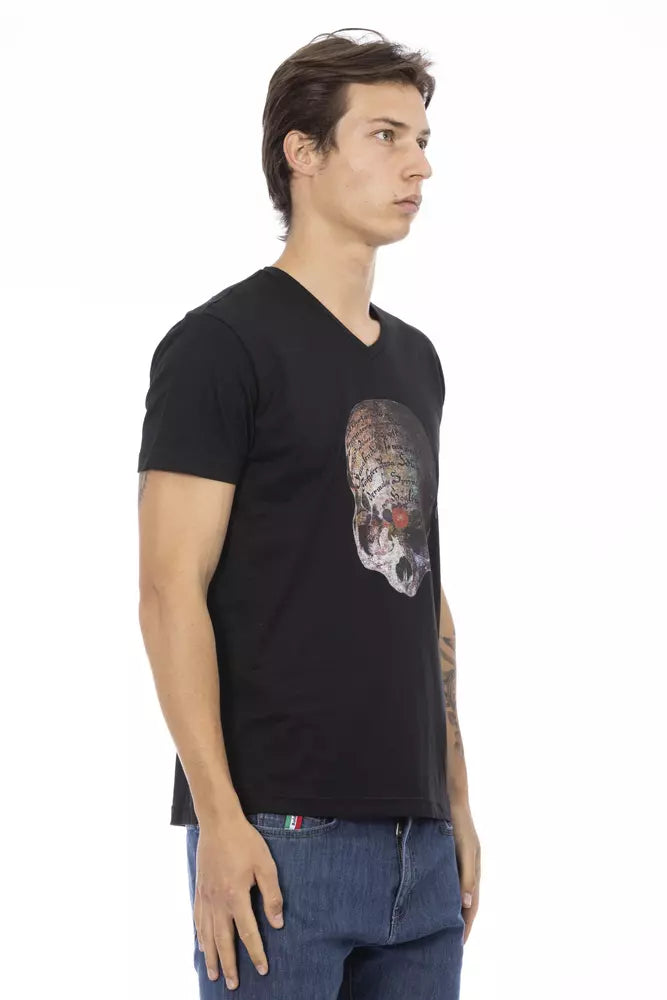 T-shirt Trussardi Action Sleek à col en V avec imprimé sur le devant