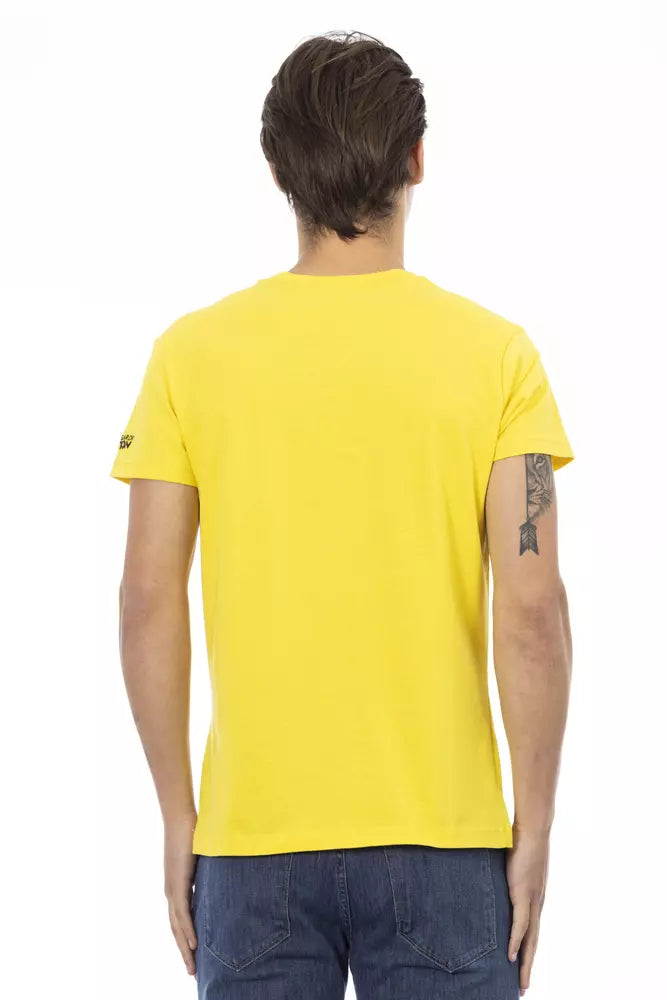 T-shirt à col en V Trussardi Action Sunshine jaune avec breloque graphique