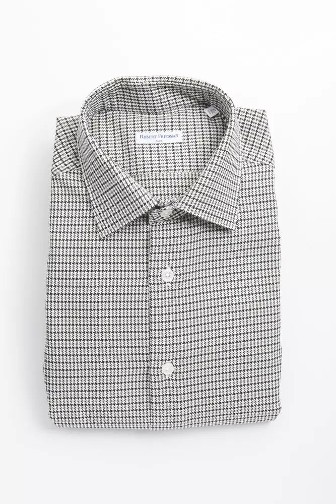 Camisa de algodón de cuello estrecho beige de Robert Friedman