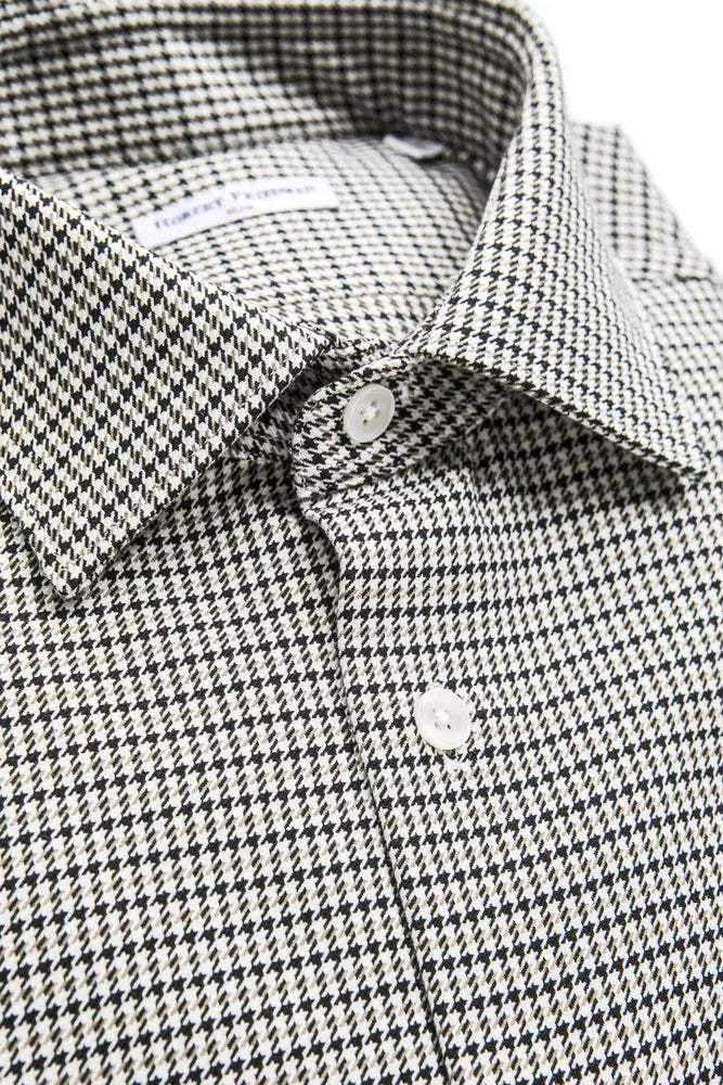 Camisa de algodón de cuello estrecho beige de Robert Friedman