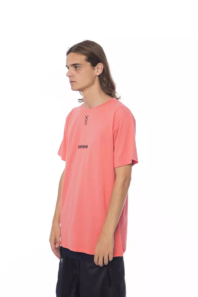 Camiseta elegante de algodón con cuello redondo en color rosa de Nicolo Tonetto