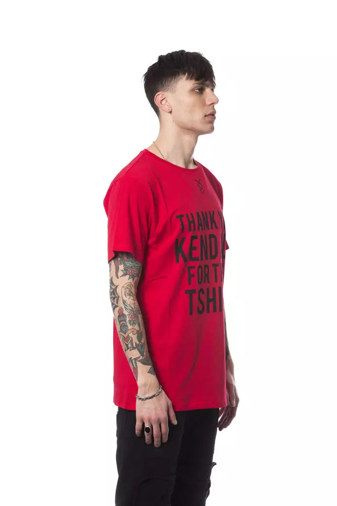 Camiseta elegante con cuello redondo y estampado rojo de Nicolo Tonetto