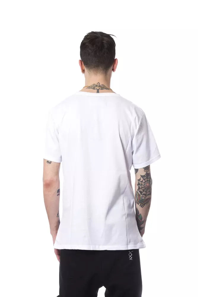 Camiseta elegante blanca con cuello redondo y estampado de Nicolo Tonetto