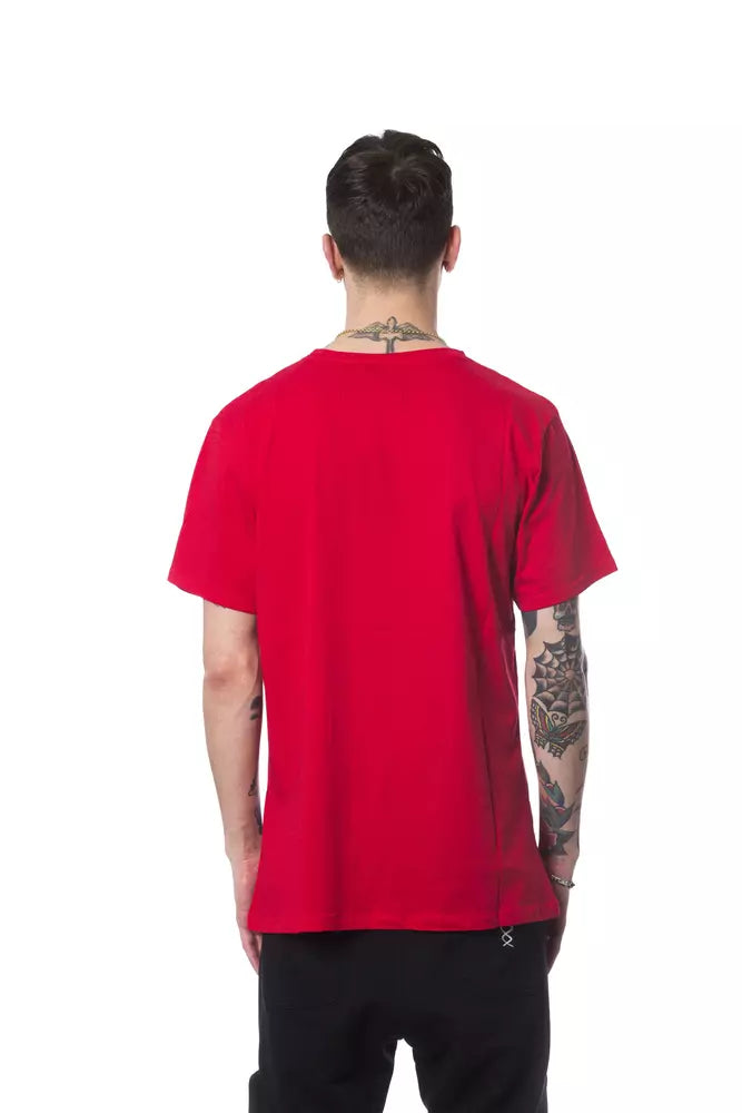 Camiseta elegante con cuello redondo y estampado rojo de Nicolo Tonetto