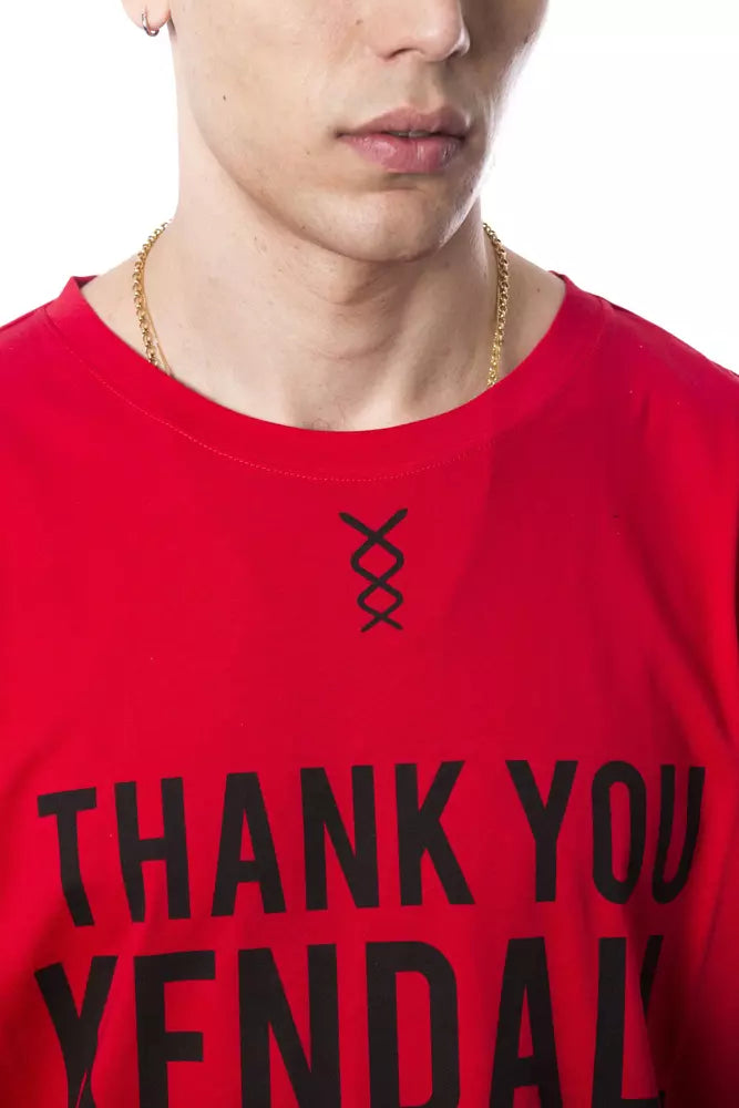 T-shirt rouge élégant à col rond imprimé de Nicolo Tonetto